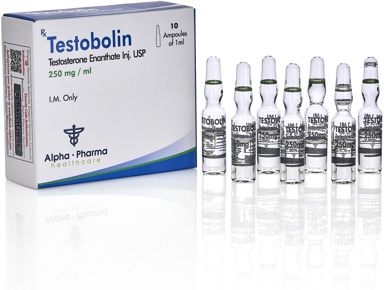 Testobolin steroid vial by Alpha Pharma with original packaging and batch number